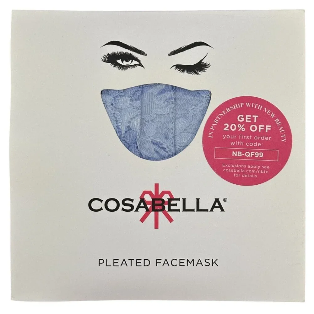 Cosabella Face Mask Never Say Never V in Riviera Blue NEVER9922 Pleated One Size